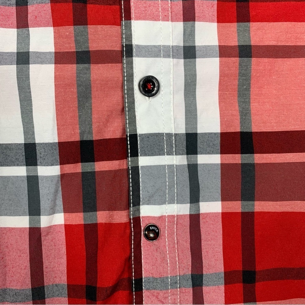 Y2K Enyce Shirt Mens 2XL Red Plaid Short Sleeve Western Button Up Sean Combs - Picture 6 of 14